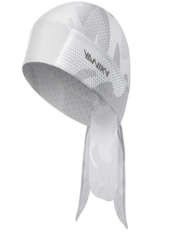 YANIKY Bandana Skull Caps for Men Women Quick-Drying Cooling Do Rag Breathable Durag Cap Helmet Liner for Cycling Running (US, Alpha, One Size, White) - Image 1